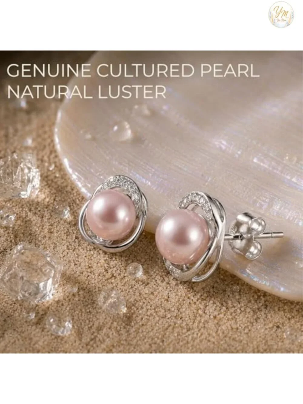 Freshwater Cultured Pearl & CZ Drop Earrings Gold Plated Silver